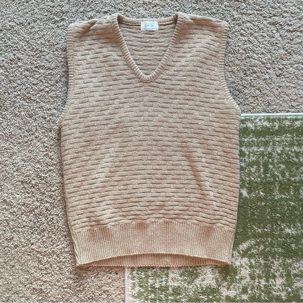 Classic V-Neck Knit Vest in Beige